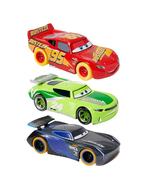 Set de vehículos Cars Jackson Storm, Lightning Mcqueen, Chase Racelott