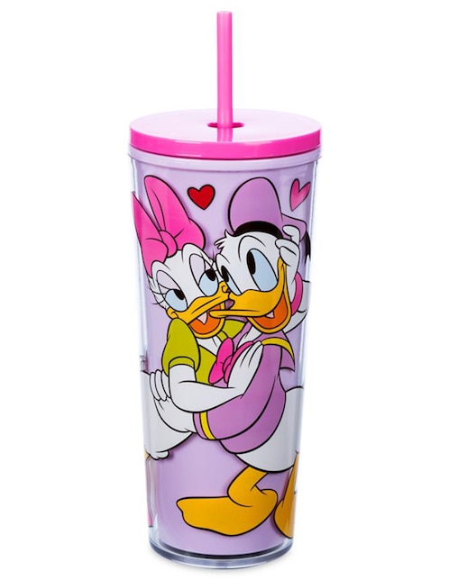 Vaso con tapa y popote Mickey And Friends Donald Y Daisy