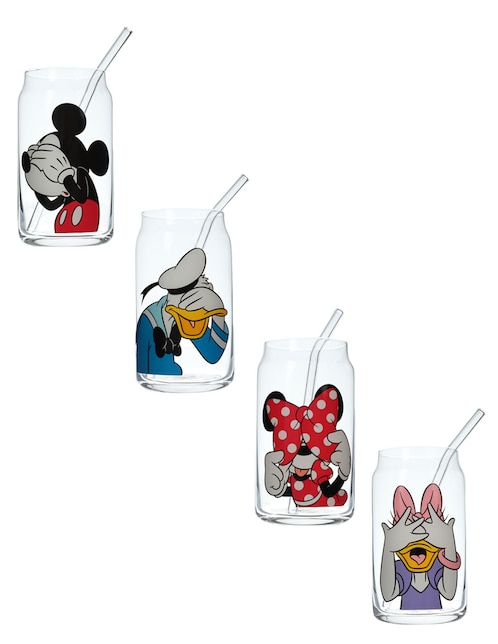 Set vasos Mickey And Friends Disney de vidrio con 9 piezas