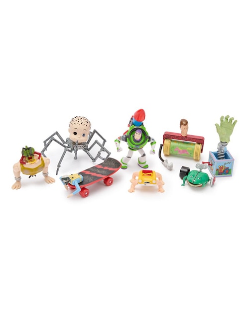 Set figuras Ducky, Roller Bob, Roller Bob, Buzz Lightyear, Crawling car, Wind-up frog y Jack-in-the-Box Toy Story