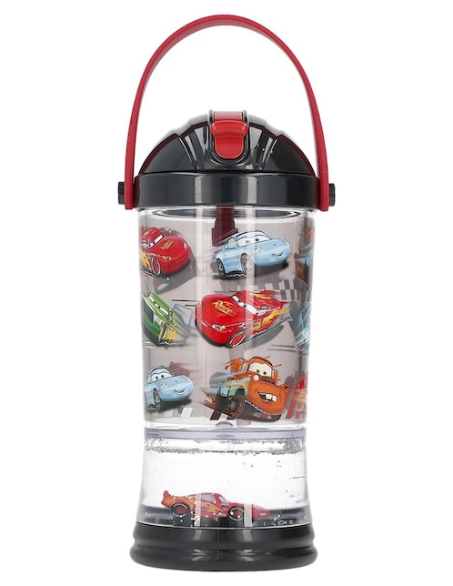 CARS Botella de agua Cars de plástico con tapa push pull 296 ml