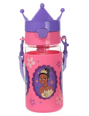 Cantimplora Princesas De Plástico Con Tapa Push Pull 360 Ml