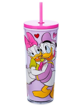 Vaso con tapa y popote Mickey And Friends Donald Y Daisy
