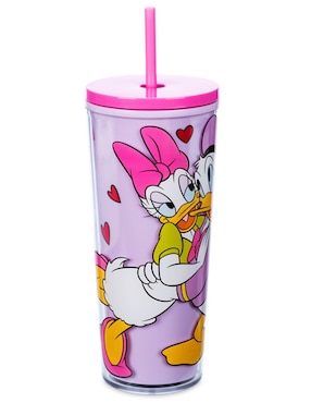 Vaso con tapa y popote Mickey And Friends Donald Y Daisy