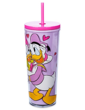 Vaso con tapa y popote Mickey And Friends Donald Y Daisy