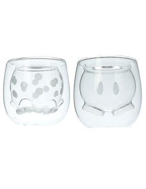 Set vasos Mickey And Friends Disney de vidrio con 2 piezas