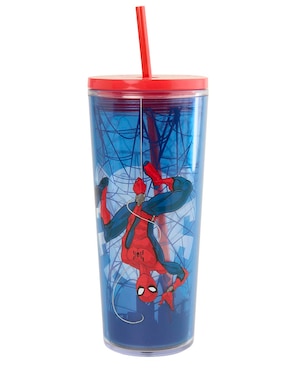 Vaso con tapa y popote Spider-Man
