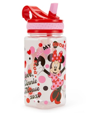 Botella de agua Mickey and Friends de plástico Minnie Mouse con tapa rosca 473 ml