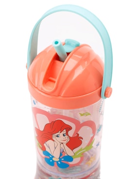 Botella de agua La Sirenita de plástico con tapa push pull 296 ml