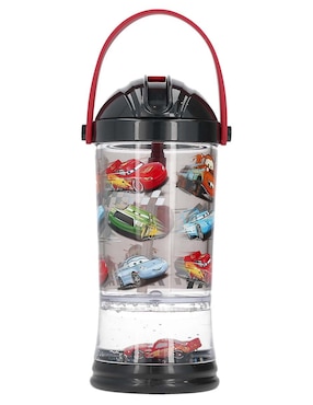 Botella de agua Cars de plástico con tapa push pull 296 ml