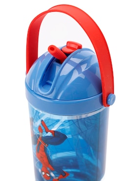 Botella de agua Spider-Man de plástico con tapa push pull 296 ml
