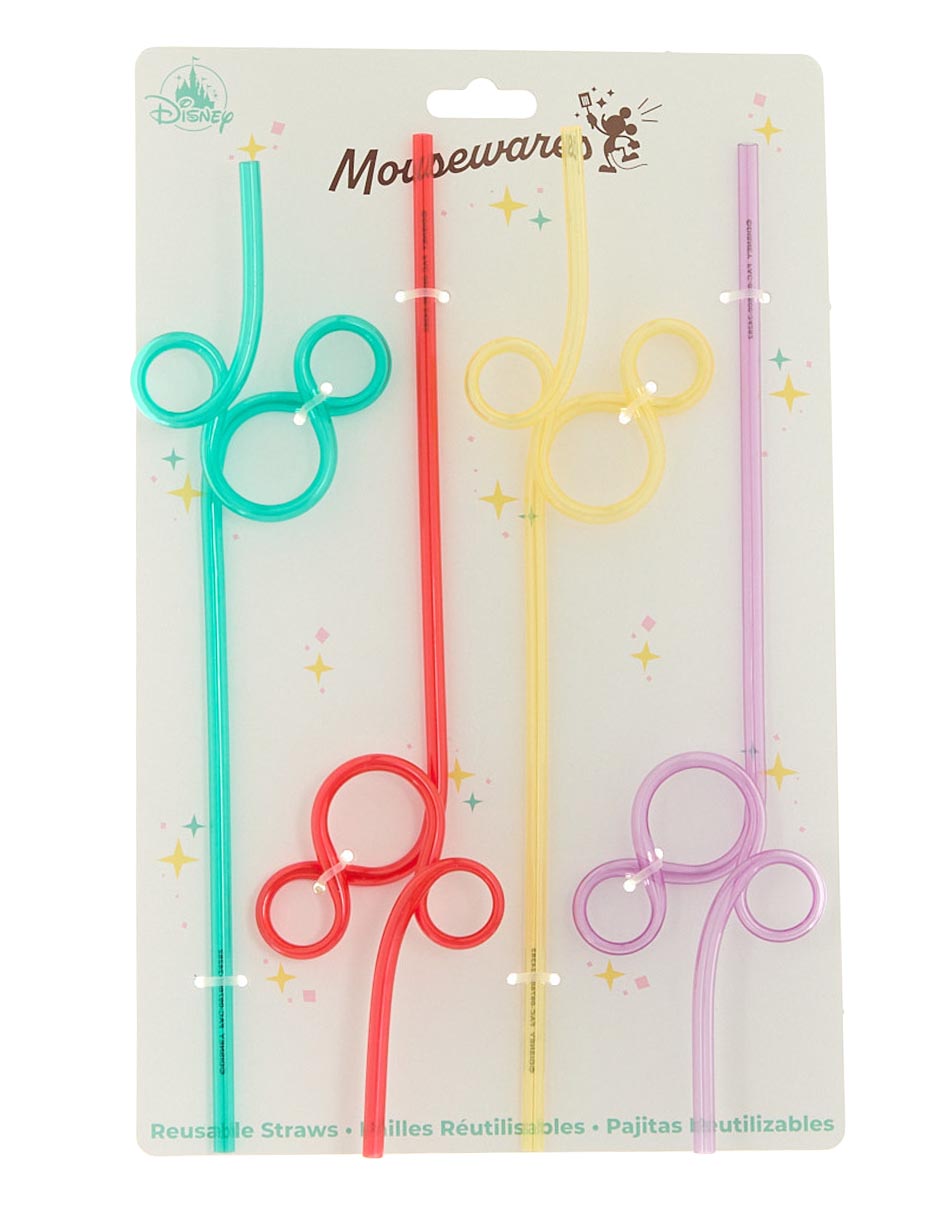 Set de popotes Disney de plástico con 4 piezas