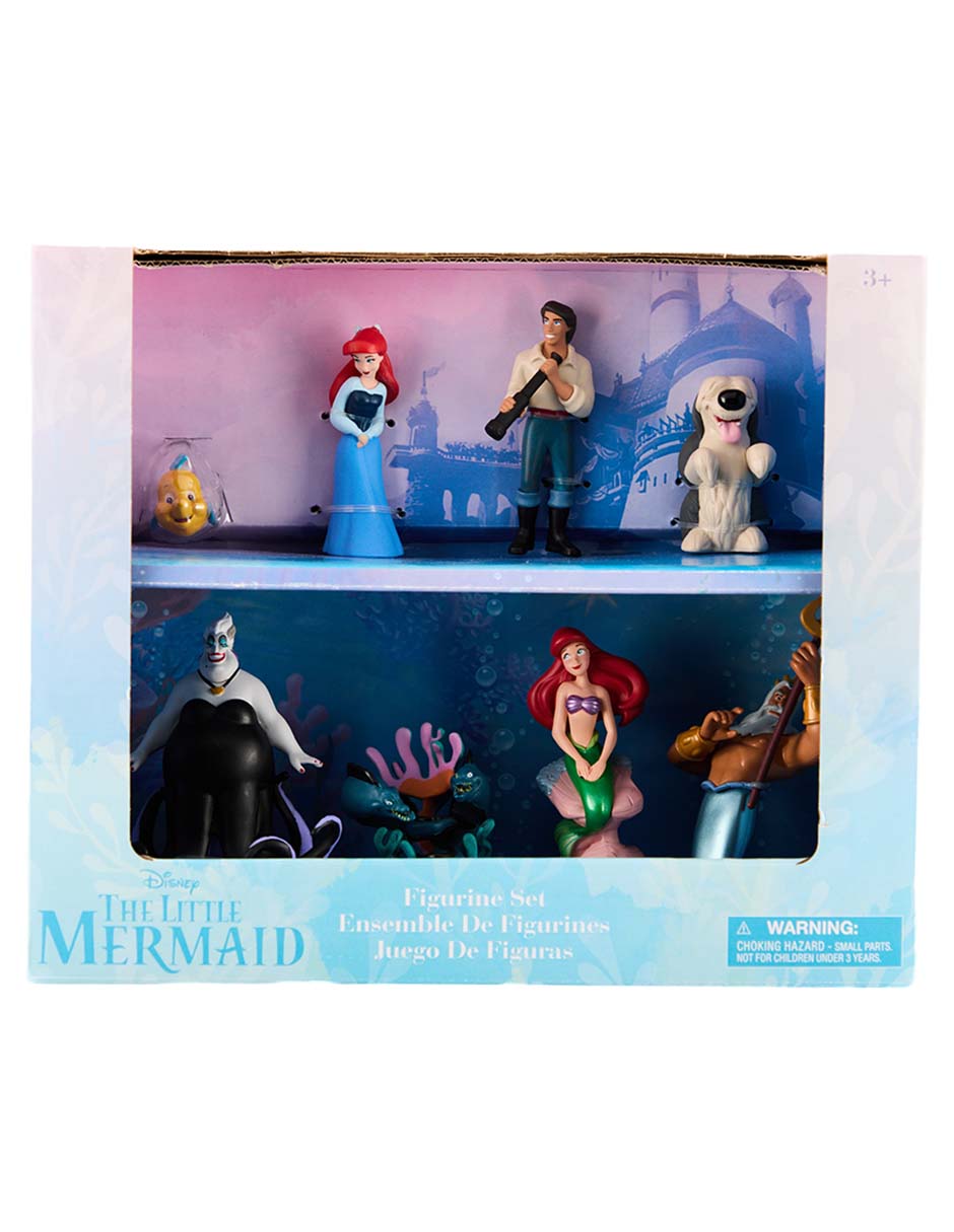 Set figuras The Little Mermaid Flounder, Ariel, Eric, Max, Ursula, Flotsam, Jetsam, Ariel sirenita, Rey Triton
