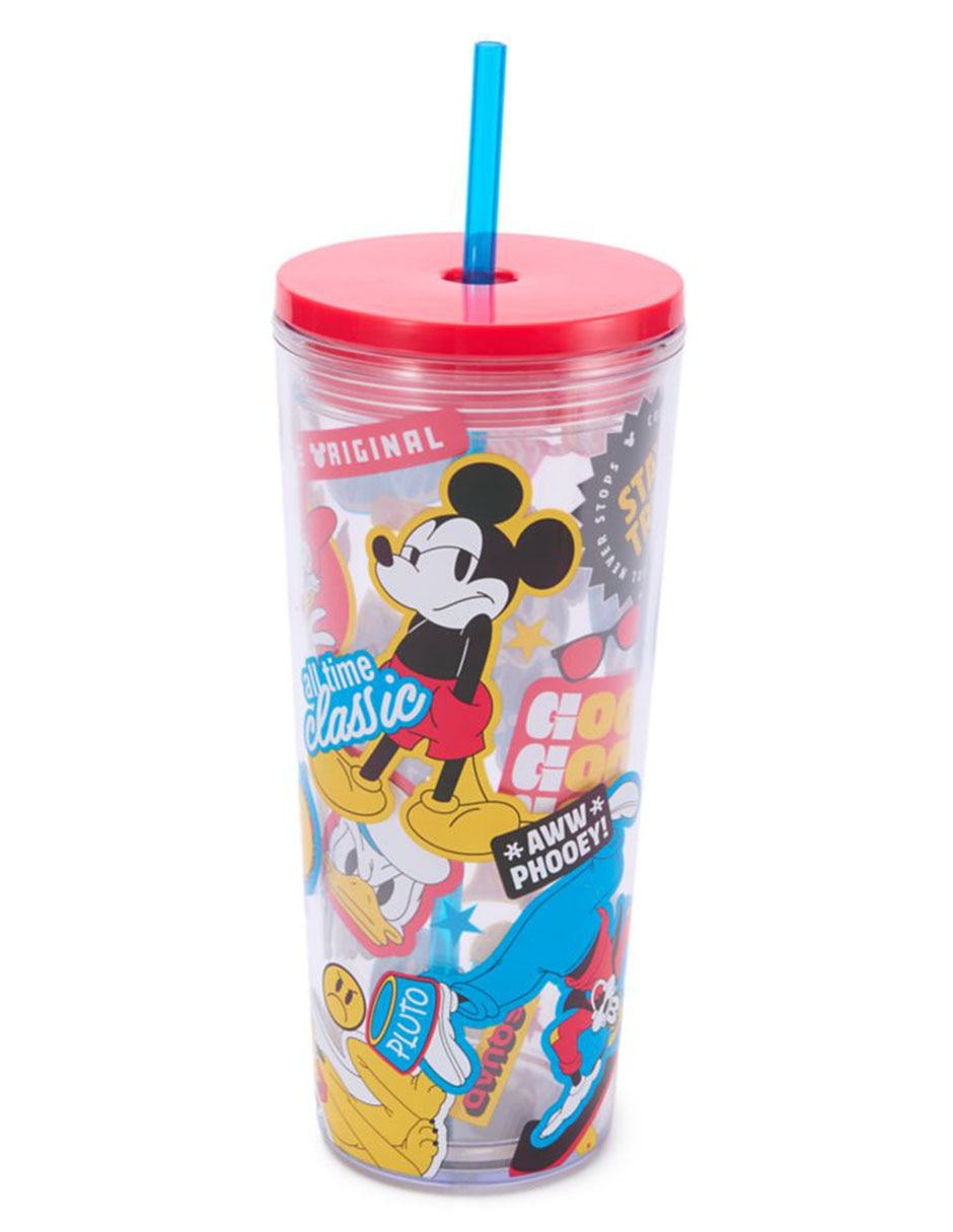 Vaso con tapa y popote Disney