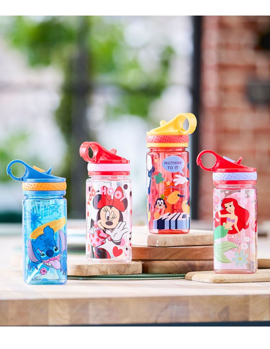 Botella de agua de plástico Minnie Mouse con tapa rosca 473 ml 6