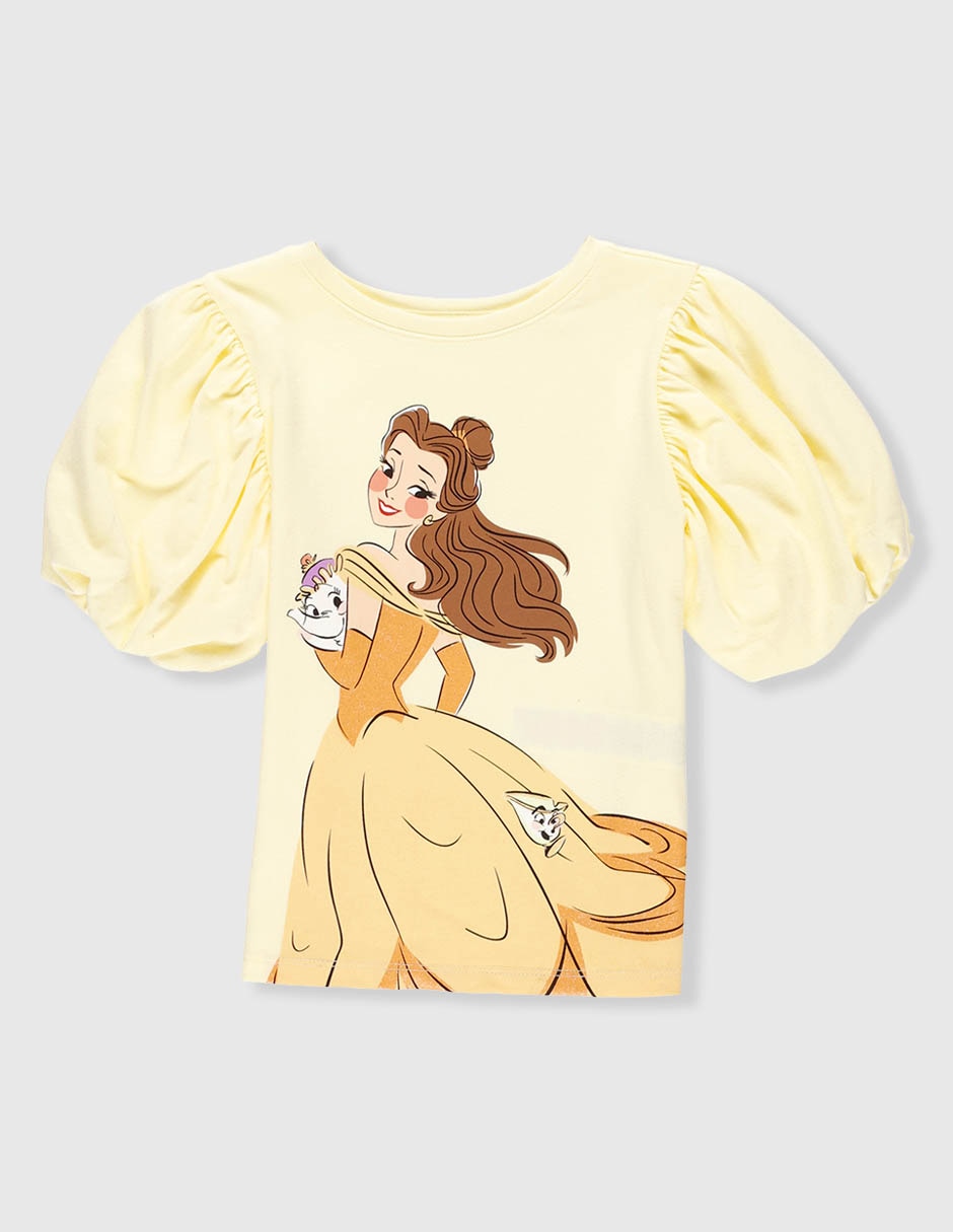 Playera La Bella y La Bestia manga corta para niña Playera La Bella y La Bestia manga corta para niña